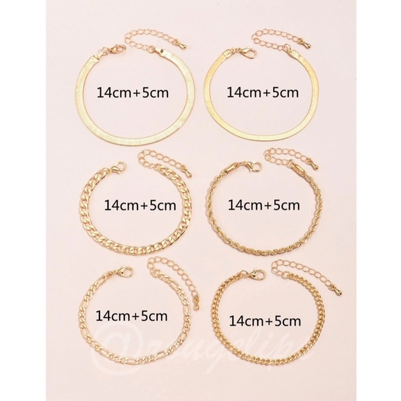 Set of 6 Gold Tone Bracelets Chain Rope Fashion Jewelry - Picture 4 of 5